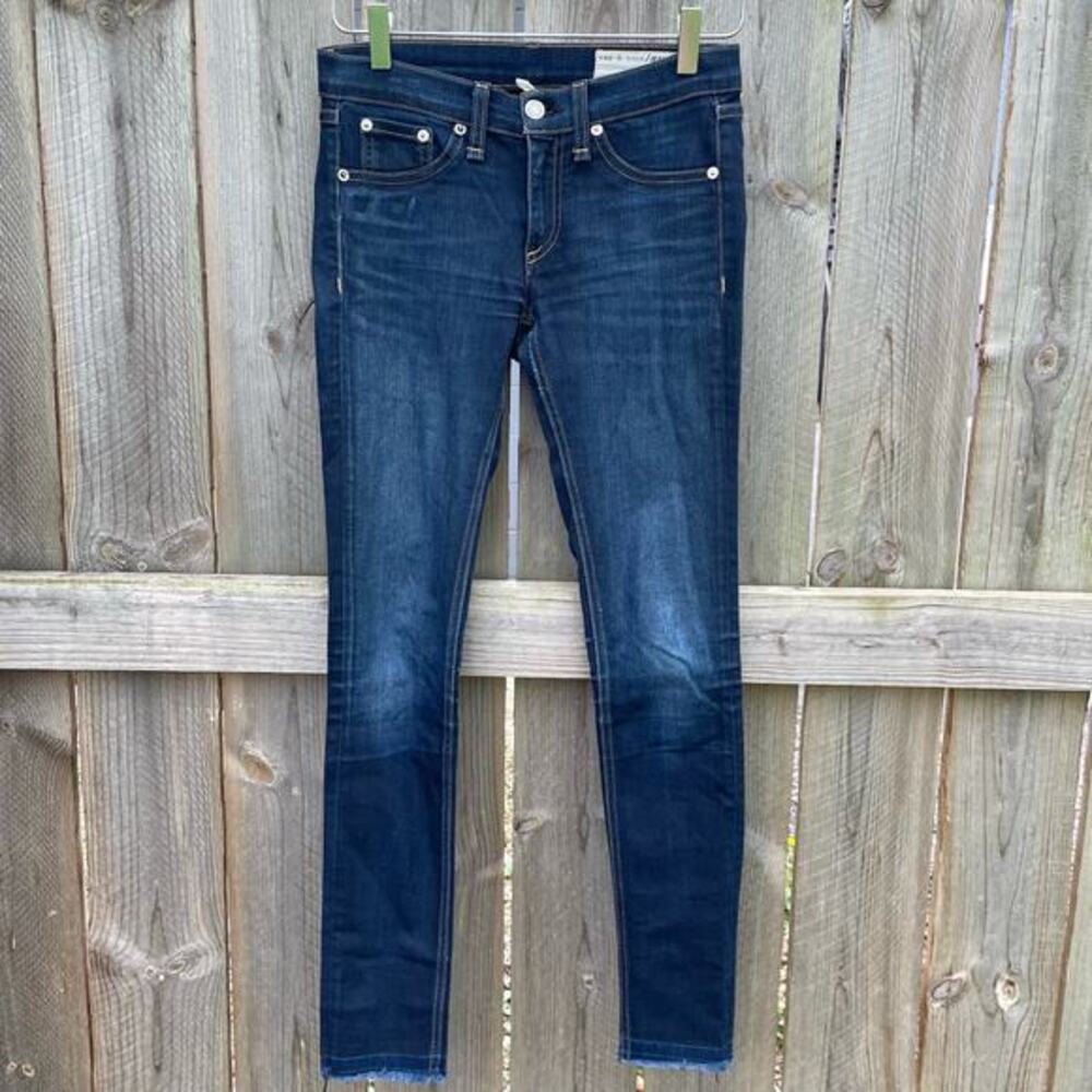 rag & bone Skinny Jeans Dearborn Released Hem Classic Ankle‎ Denim Dark Wash 25